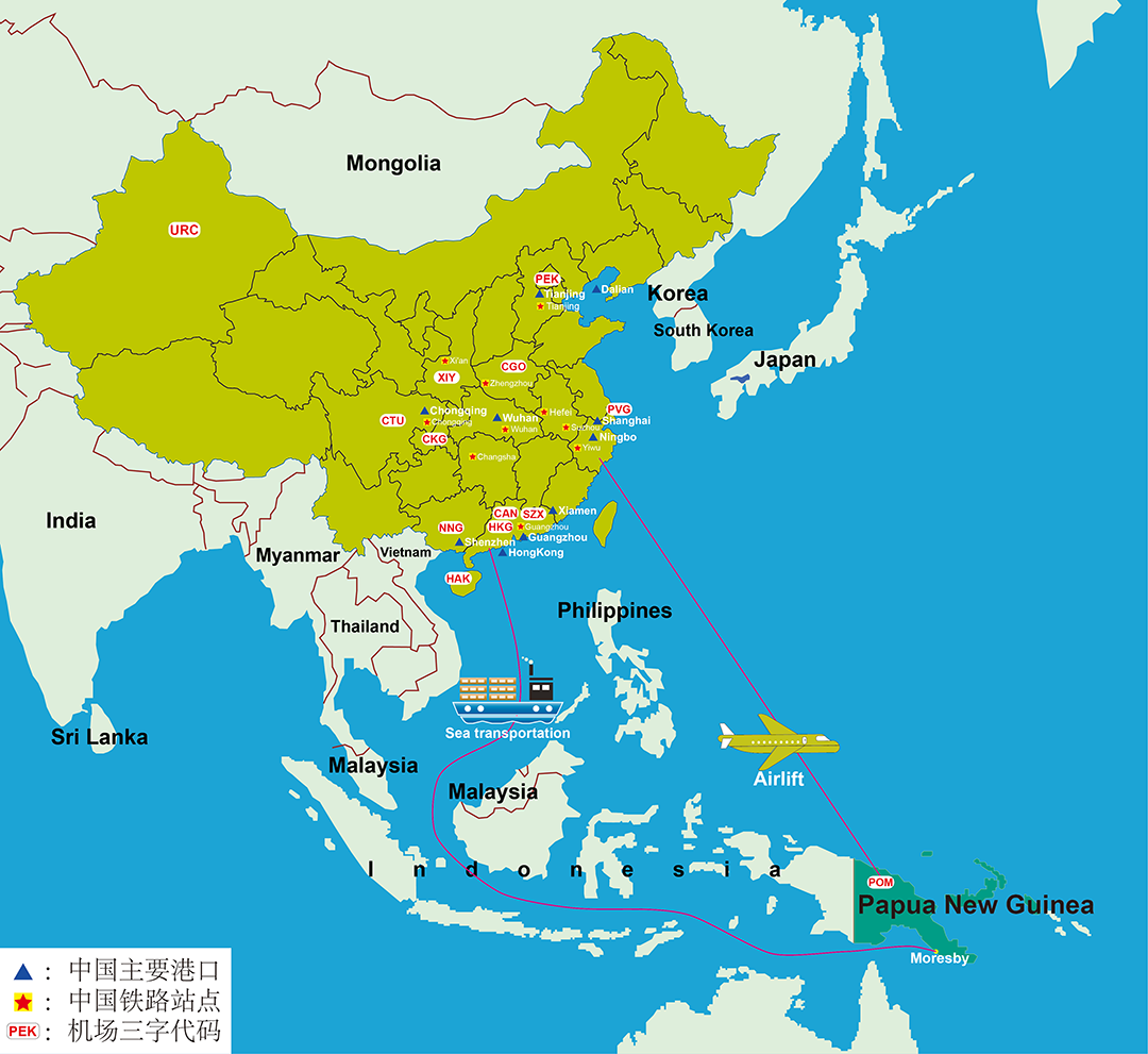 Freight price list from China to Papua New Guinea