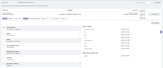 what is etd eta pol pod cut off dates